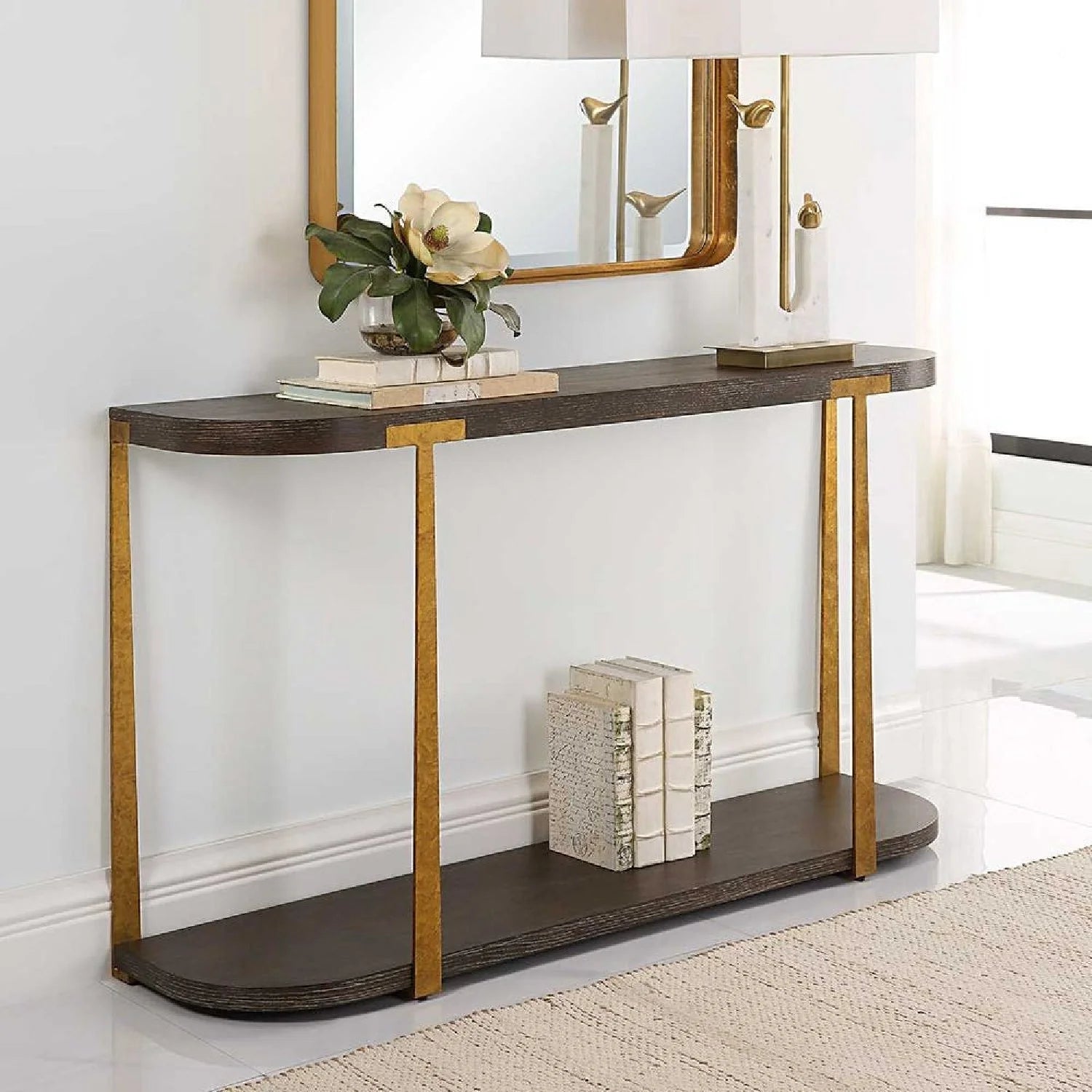 Luxury Brown Oak Console Table Modern Italian Style for Villa