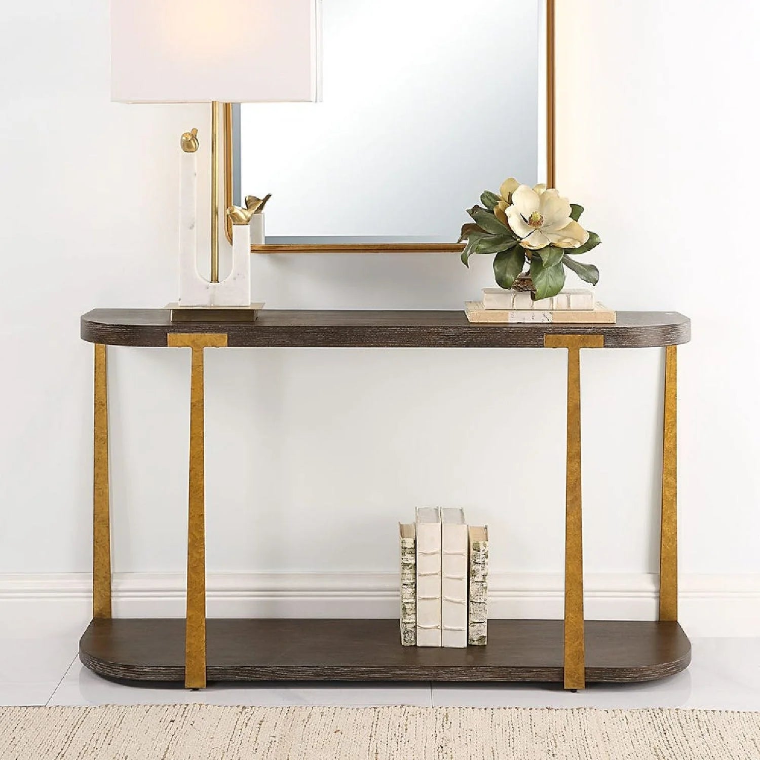 Luxury Brown Oak Console Table Modern Italian Style for Villa