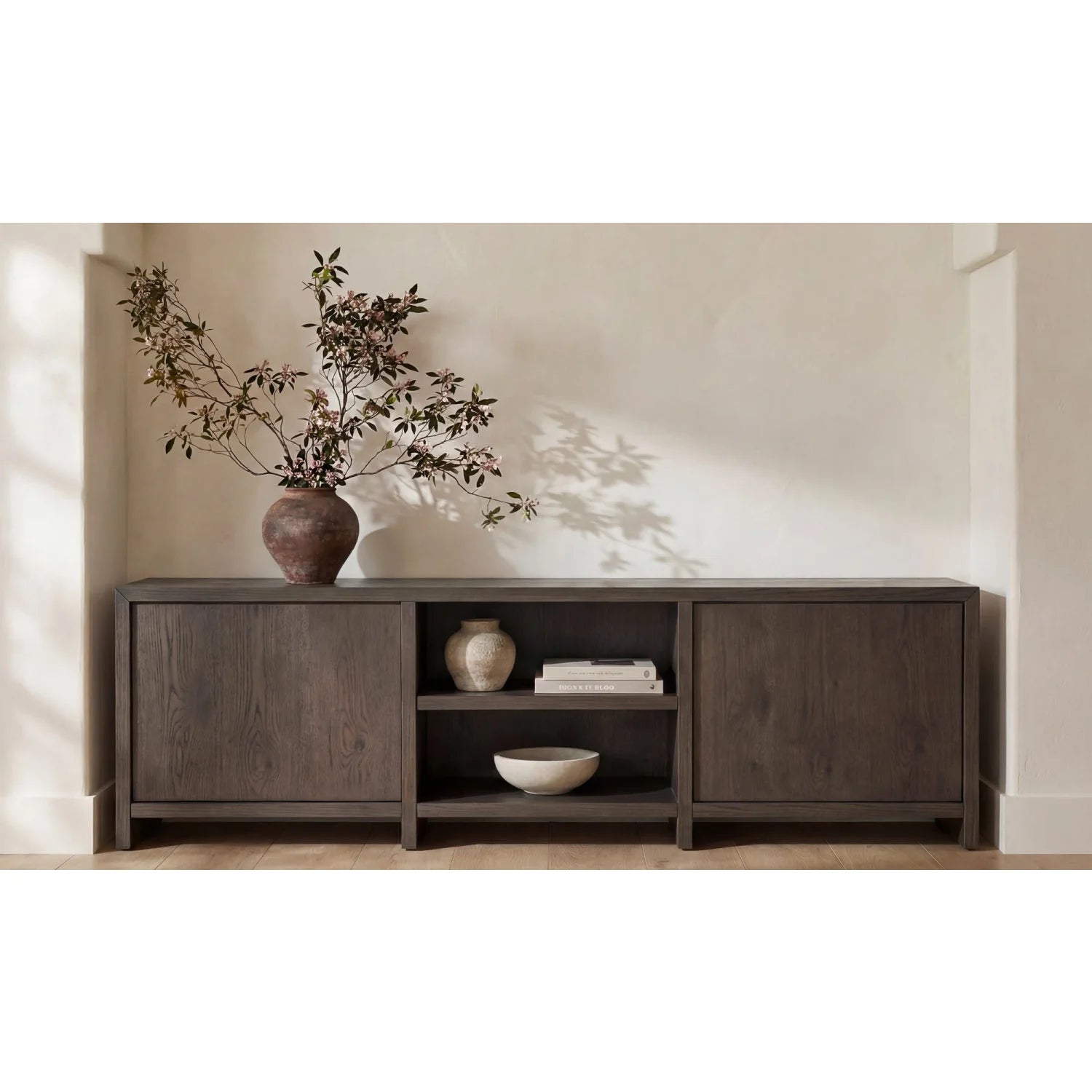 Luxury Brown Oak Media Unit Modern Italian Style for Villa