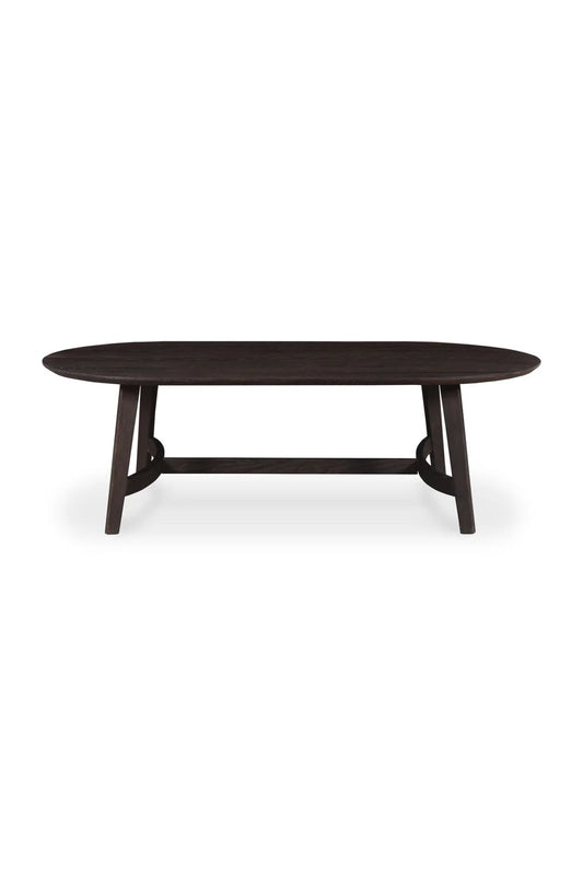 Luxury Brown Oak Oval Coffee Table Modern Italian Style for Villa