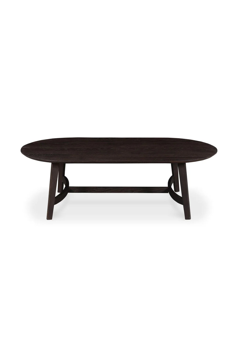 Luxury Brown Oak Oval Coffee Table Modern Italian Style for Villa