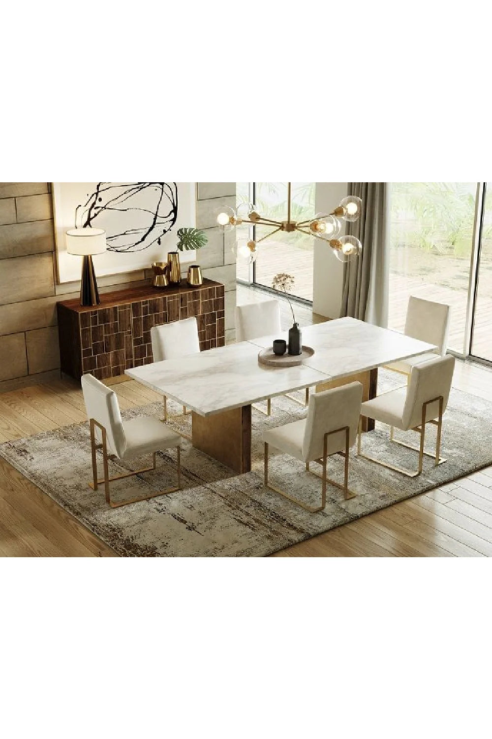 Luxury Brown Oak Sideboard European Style for Villa