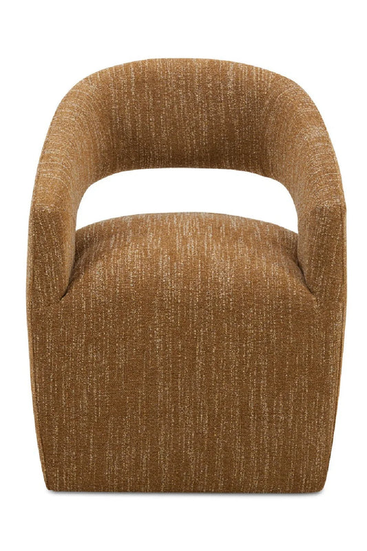 Luxury Brown Open Back Wheeled Modern Dining Armchair European Style for Villa