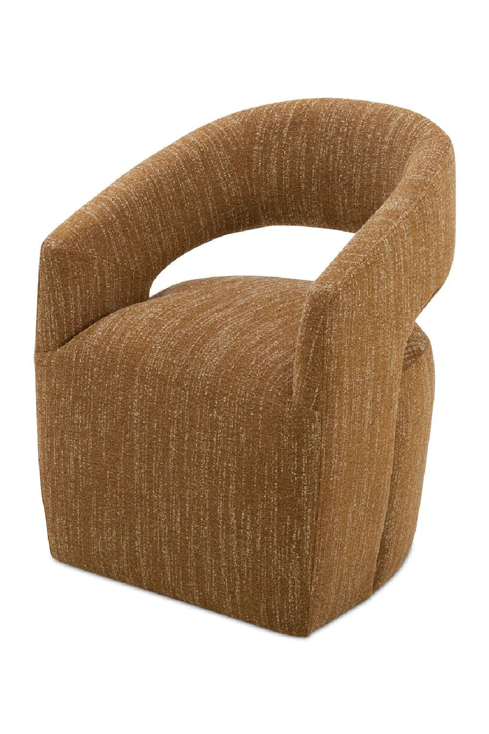 Luxury Brown Open Back Wheeled Modern Dining Armchair European Style for Villa