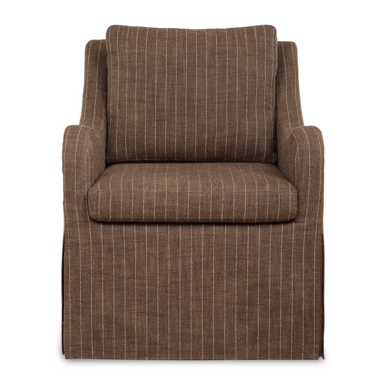 Luxury Brown Pinstripes Swivel Lounge Chair Modern Italian Style for Villa
