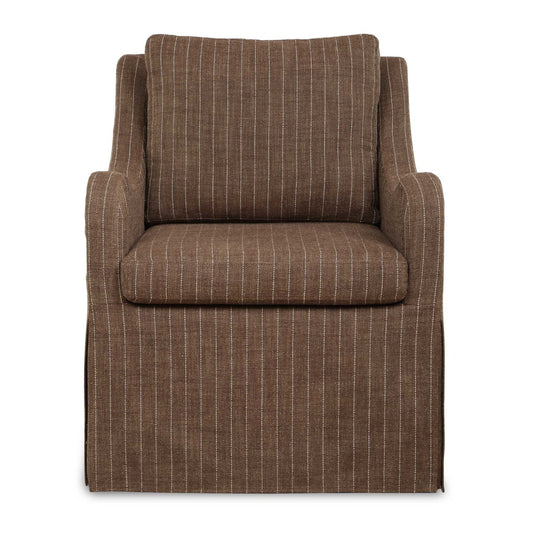 Luxury Brown Pinstripes Swivel Lounge Chair Modern Italian Style for Villa