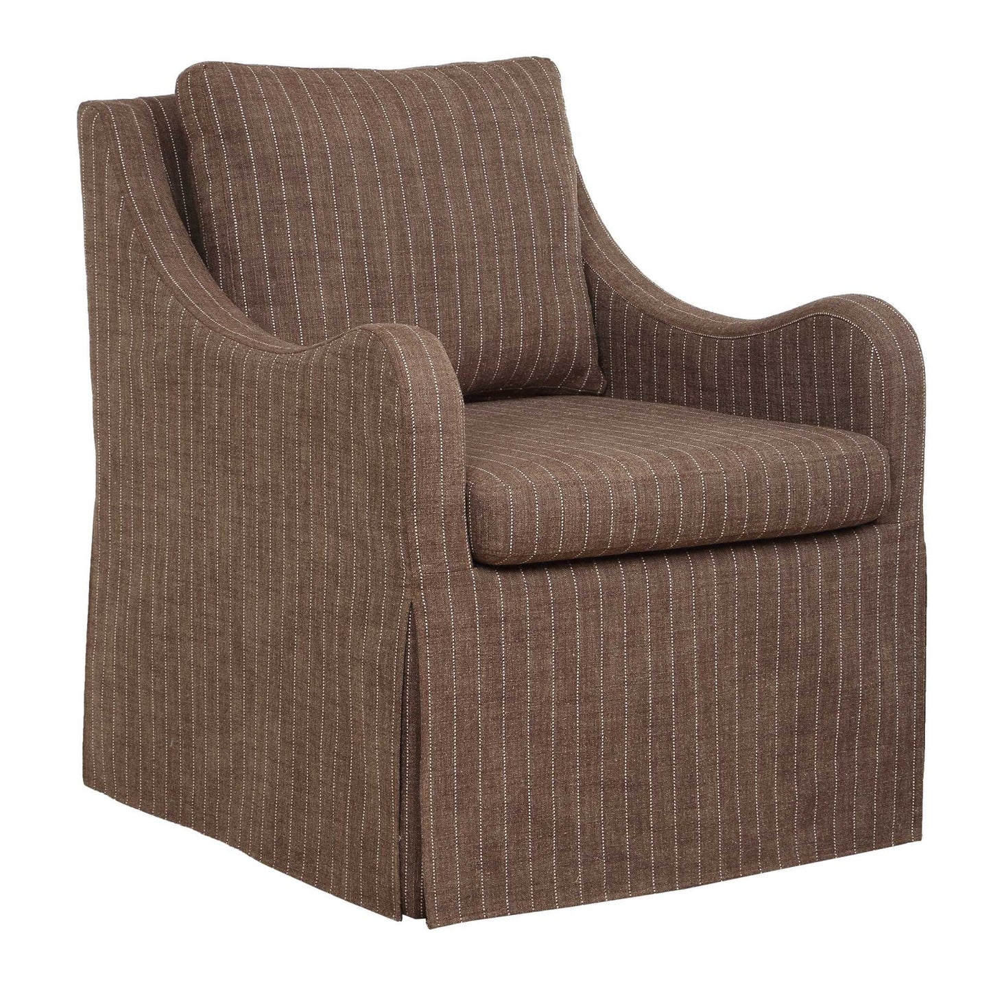 Luxury Brown Pinstripes Swivel Lounge Chair Modern Italian Style for Villa