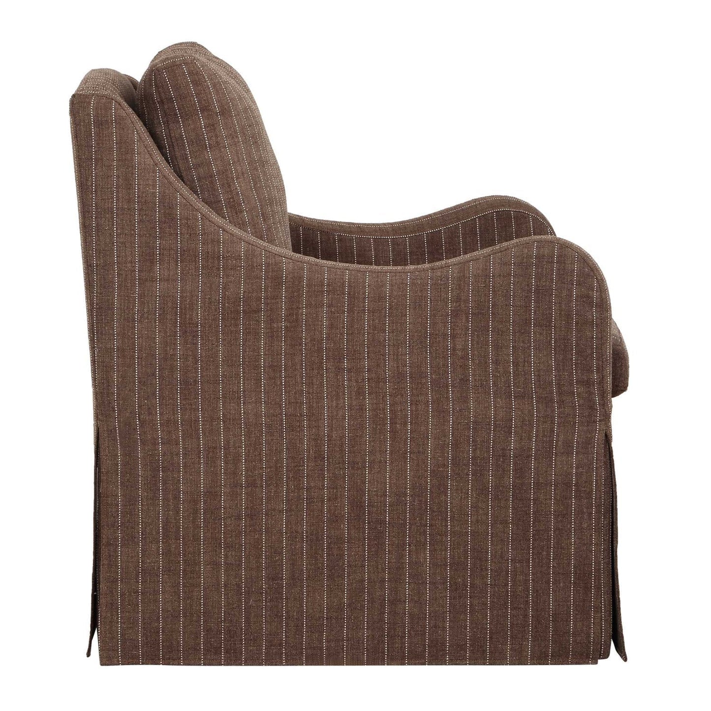 Luxury Brown Pinstripes Swivel Lounge Chair Modern Italian Style for Villa