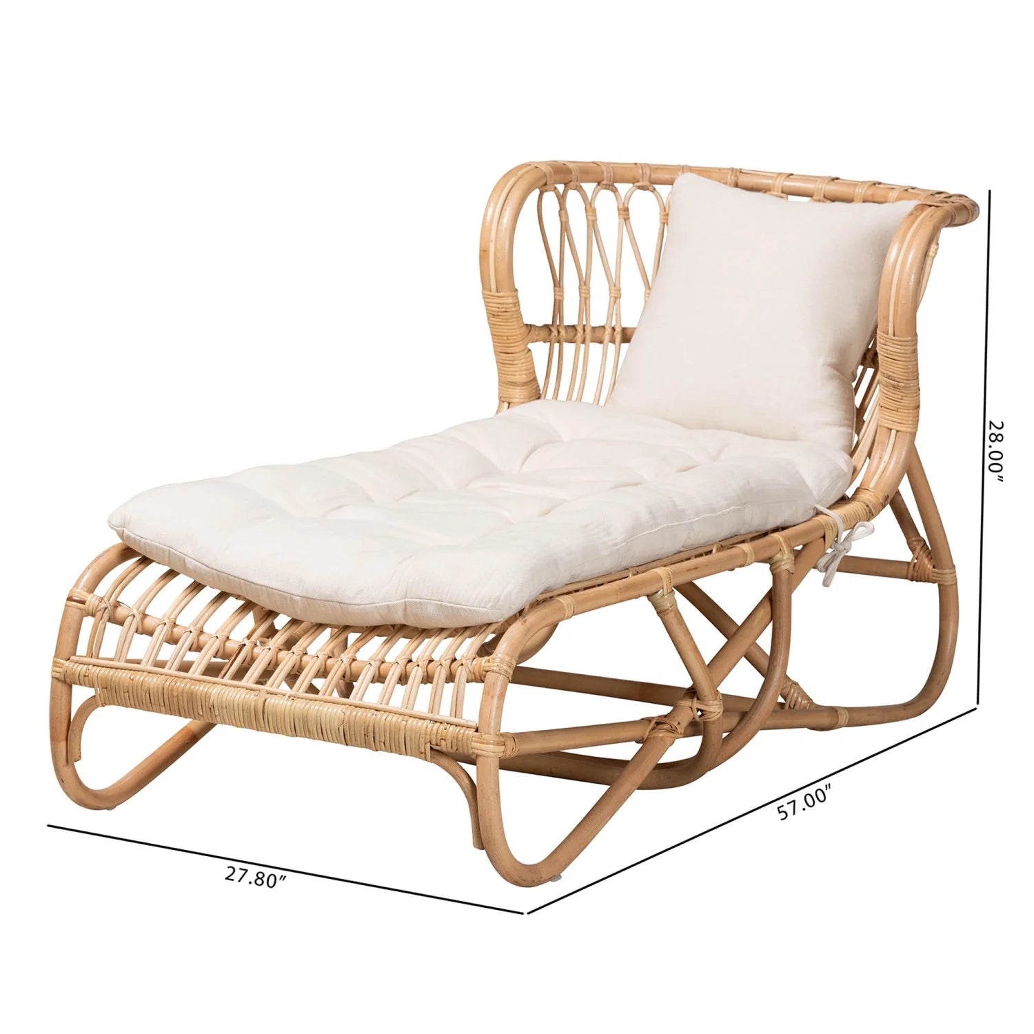 Luxury Brown Rattan Chaise Lounge Modern Italian Style for Villa