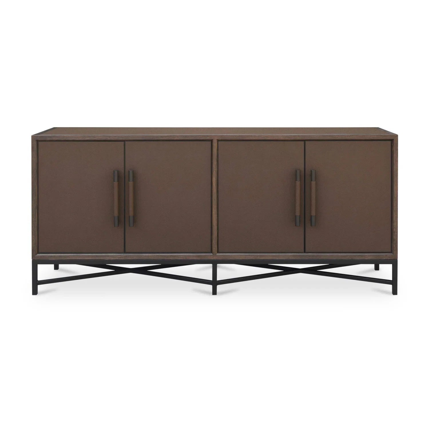 Luxury Brown Shagreen 4-Door Sideboard European Style for Villa