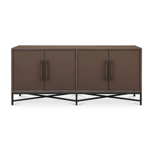 Luxury Brown Shagreen 4-Door Sideboard European Style for Villa