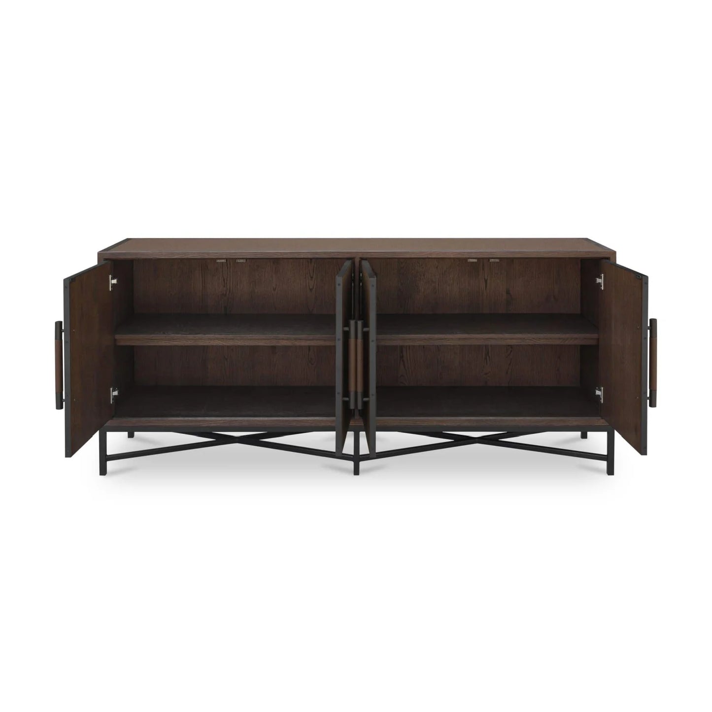 Luxury Brown Shagreen 4-Door Sideboard European Style for Villa