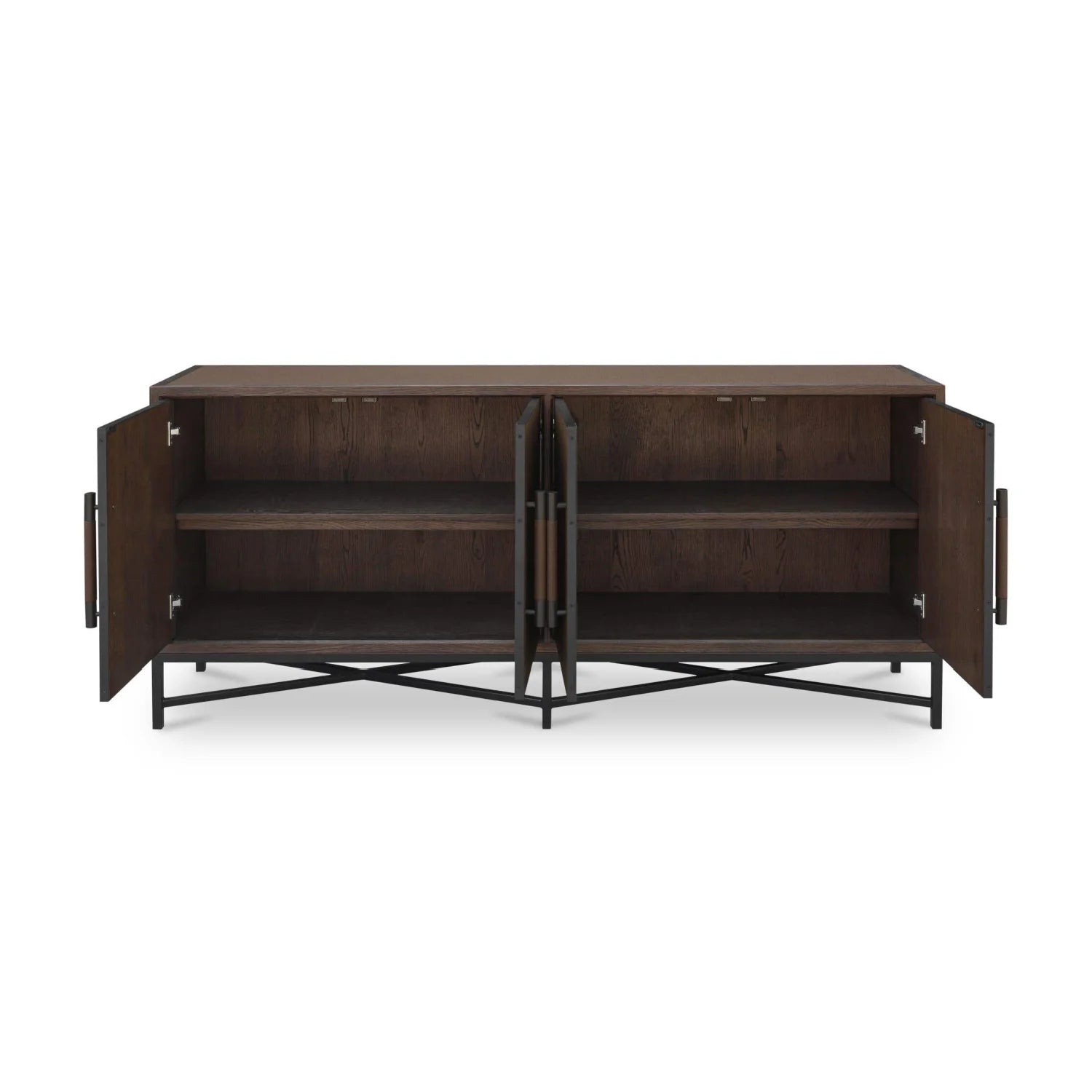 Luxury Brown Shagreen 4-Door Sideboard European Style for Villa