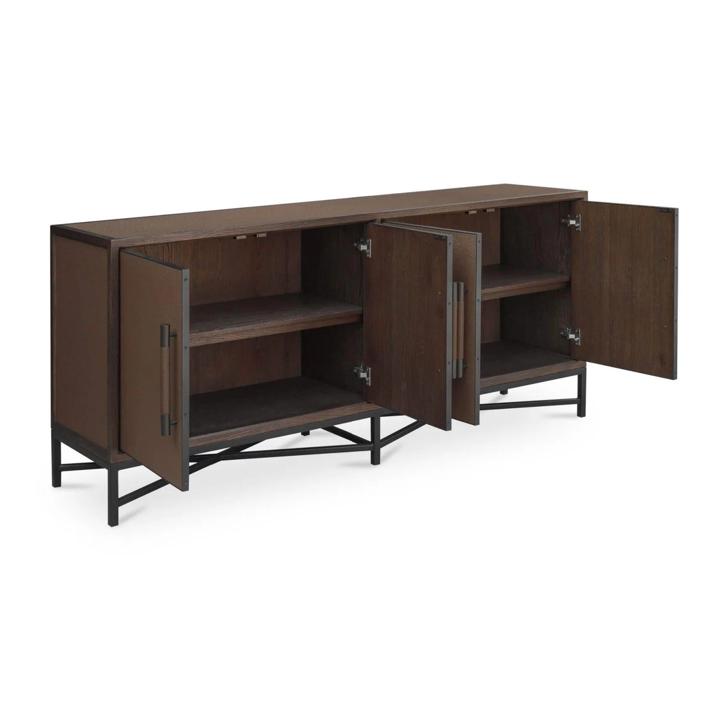 Luxury Brown Shagreen 4-Door Sideboard European Style for Villa