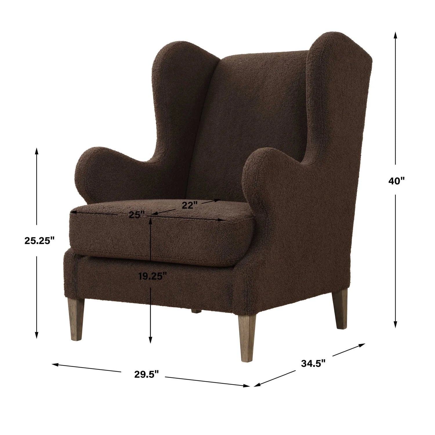 Luxury Brown Shearling Accent Chair European Style for Villa