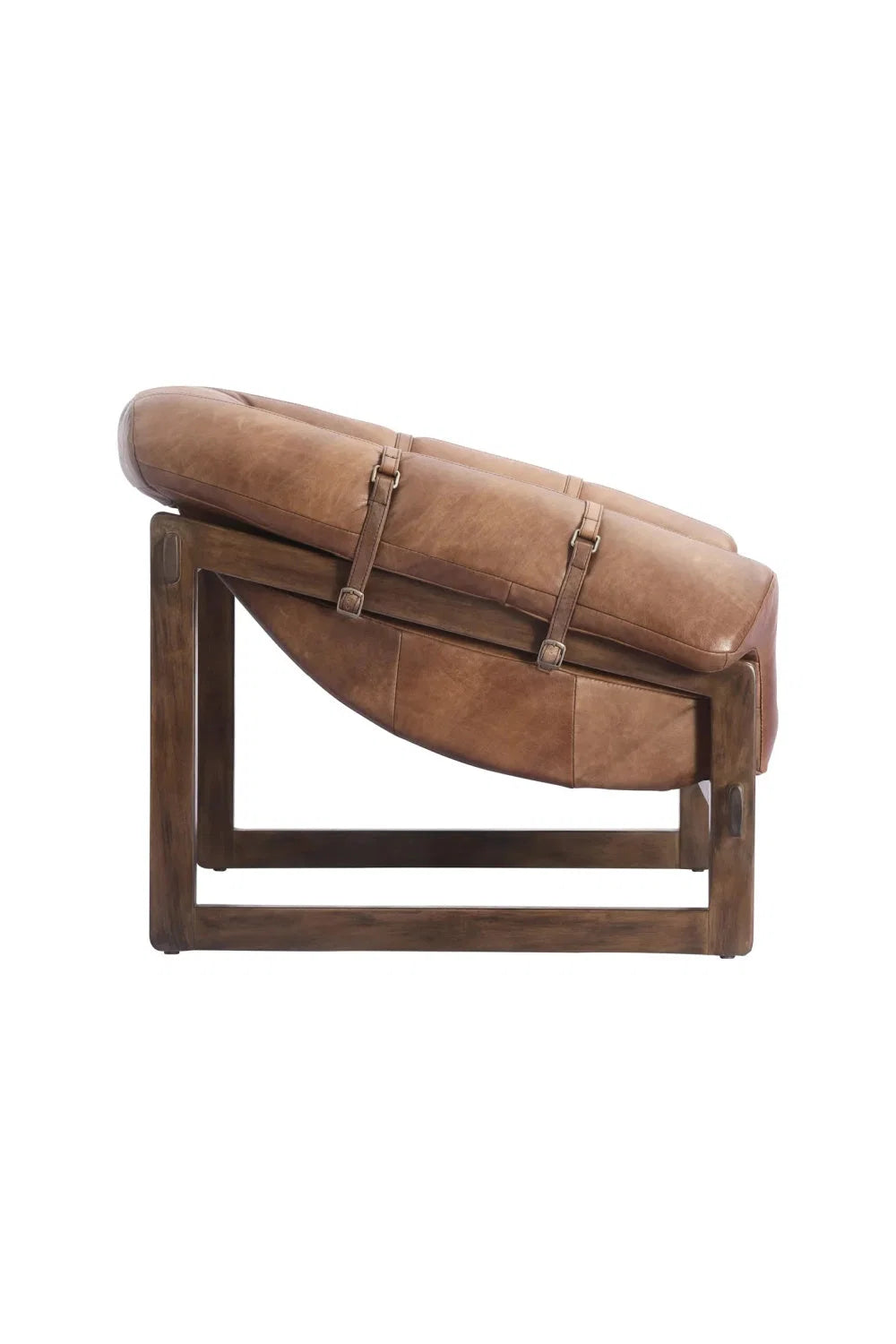 Luxury Brown Strapped Leather Accent Chair European Style for Villa