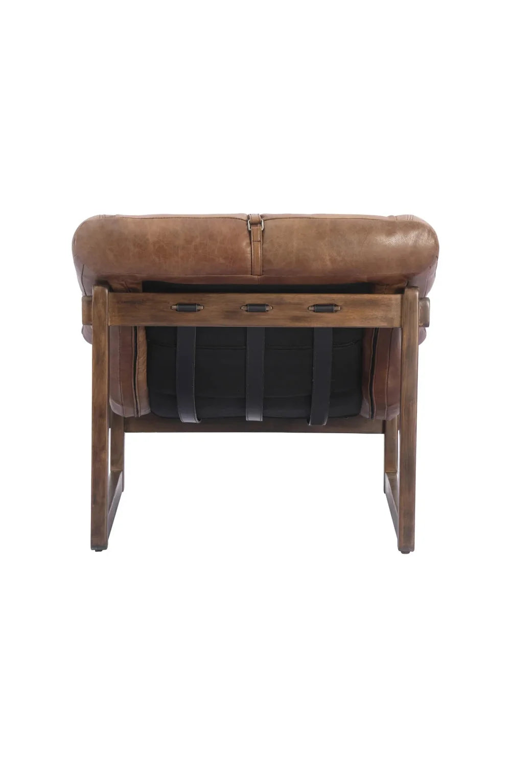 Luxury Brown Strapped Leather Accent Chair European Style for Villa