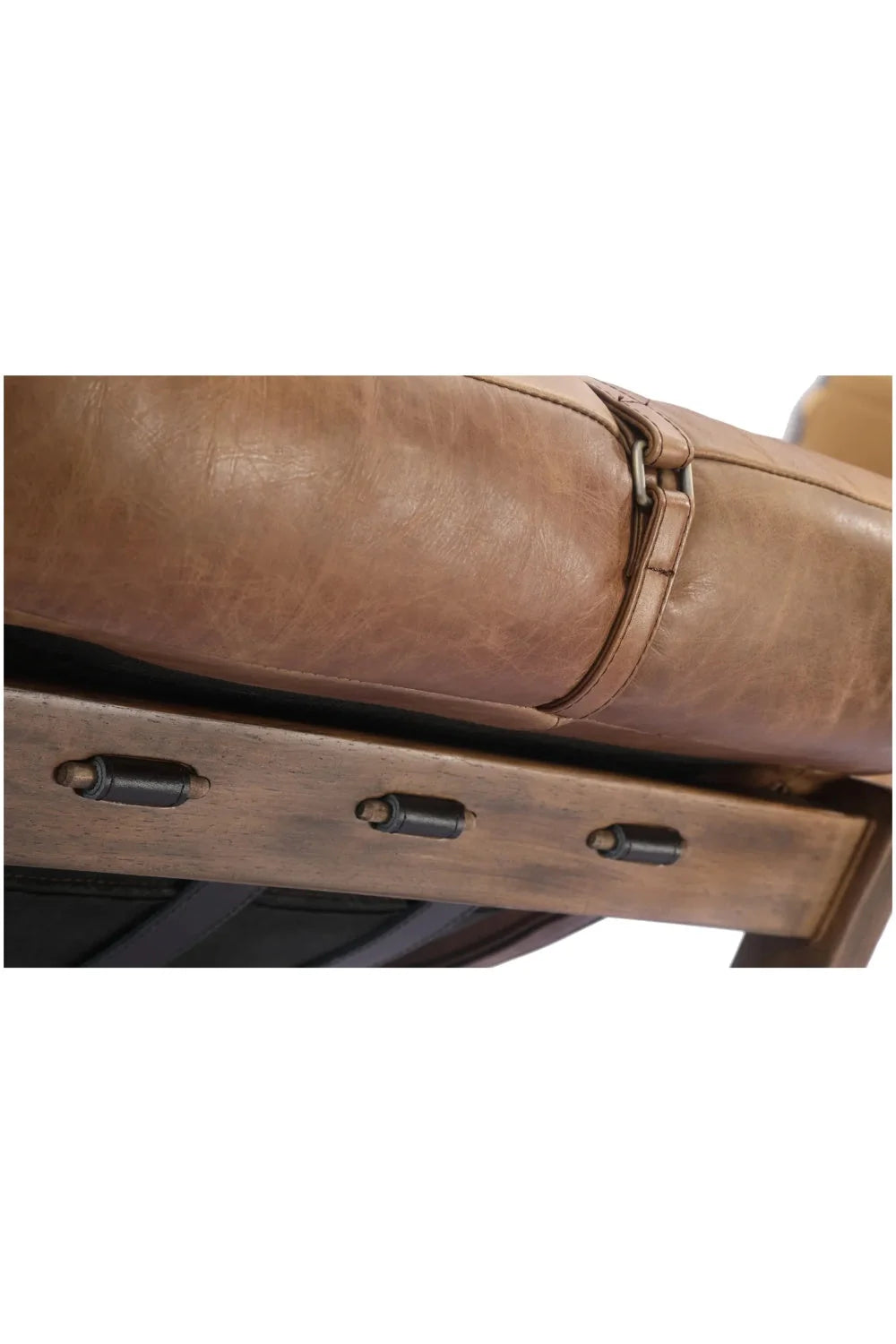 Luxury Brown Strapped Leather Accent Chair European Style for Villa
