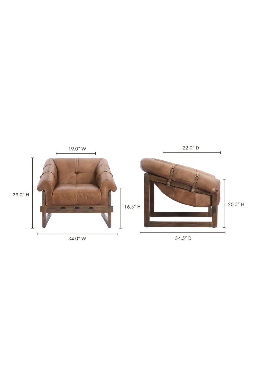 Luxury Brown Strapped Leather Accent Chair European Style for Villa