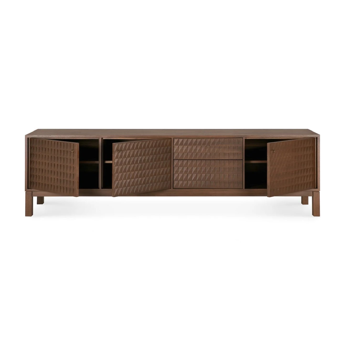 Luxury Brown Teak TV Cabinet Modern Italian Style for Villa