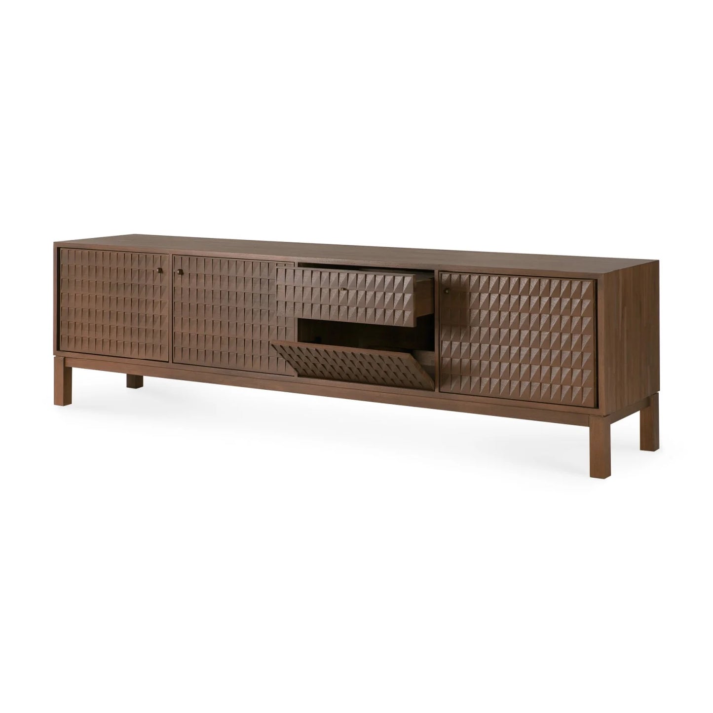 Luxury Brown Teak TV Cabinet Modern Italian Style for Villa