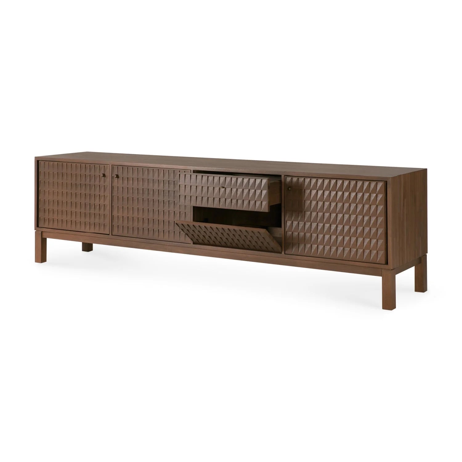 Luxury Brown Teak TV Cabinet Modern Italian Style for Villa