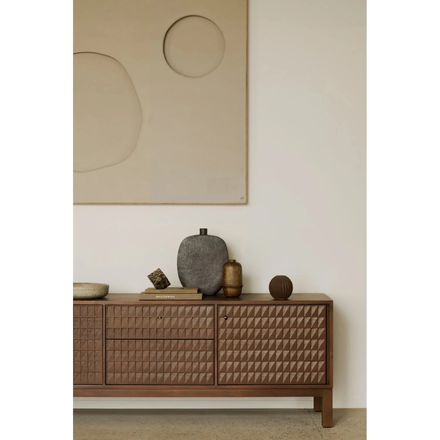 Luxury Brown Teak TV Cabinet Modern Italian Style for Villa