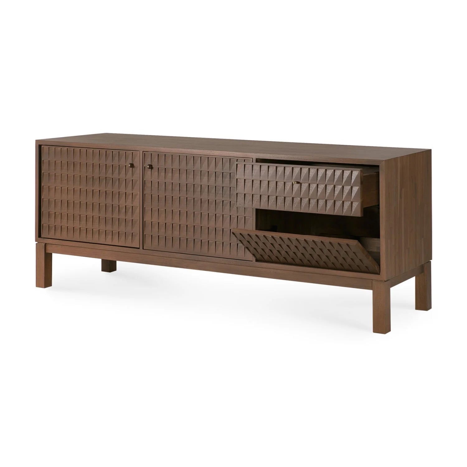 Luxury Brown Teak TV Cabinet Modern Italian Style for Villa