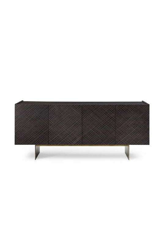 Luxury Brown Textured Wood Sideboard European Style for Villa