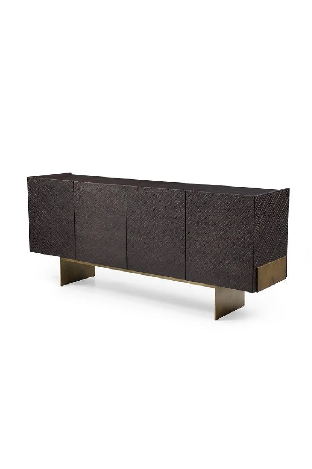 Luxury Brown Textured Wood Sideboard European Style for Villa
