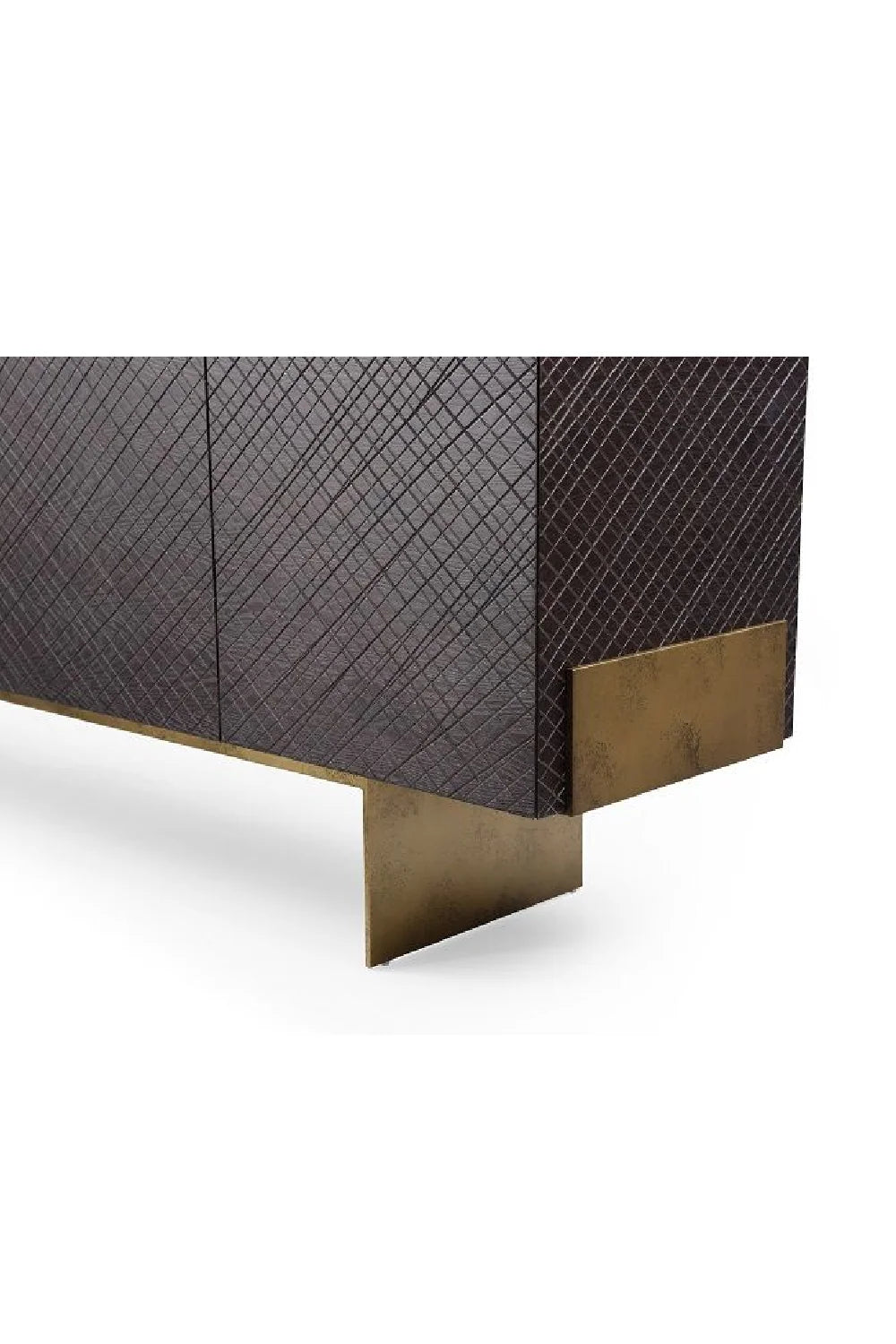 Luxury Brown Textured Wood Sideboard European Style for Villa