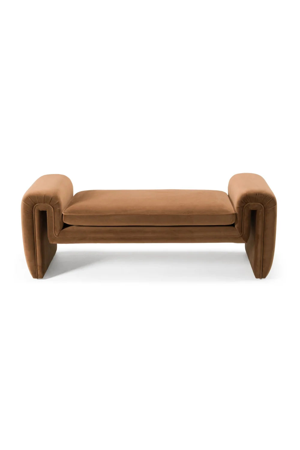 Luxury Brown Velvet Bench European Style for Villa