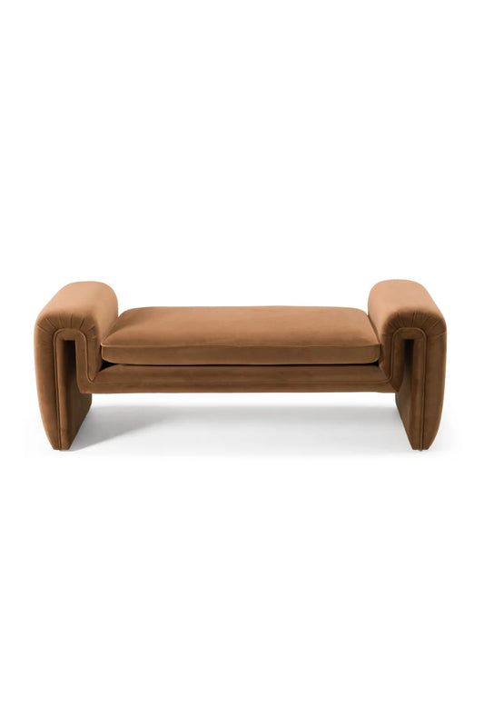 Luxury Brown Velvet Bench European Style for Villa