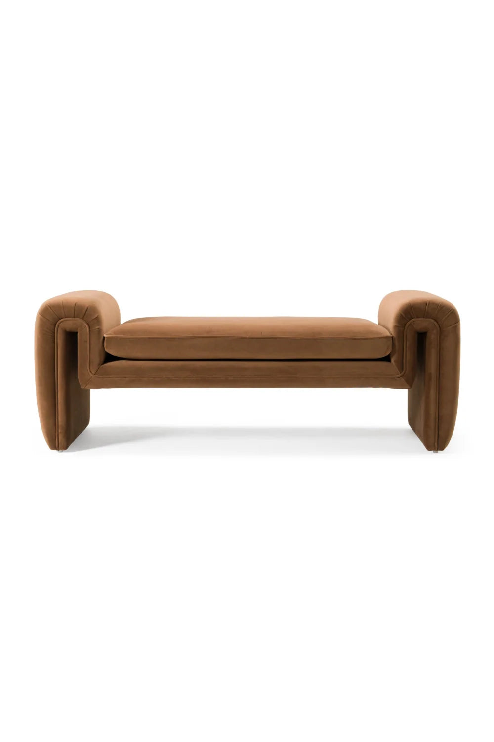Luxury Brown Velvet Bench European Style for Villa