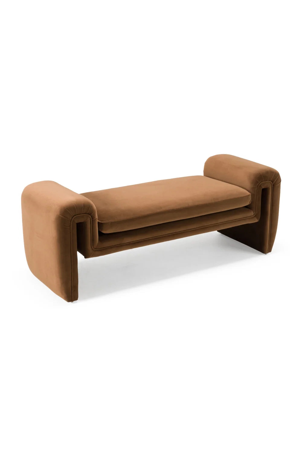 Luxury Brown Velvet Bench European Style for Villa
