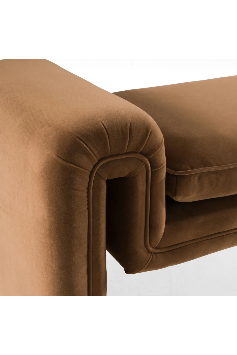 Luxury Brown Velvet Bench European Style for Villa