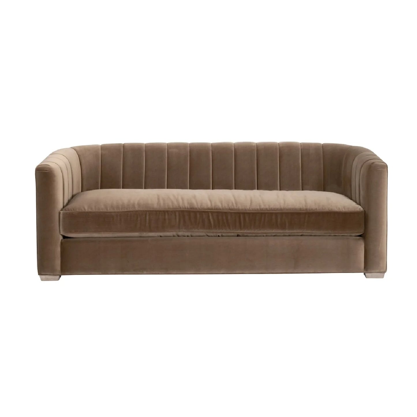 Luxury Brown Velvet Channeled Sofa Modern Italian Style for Villa