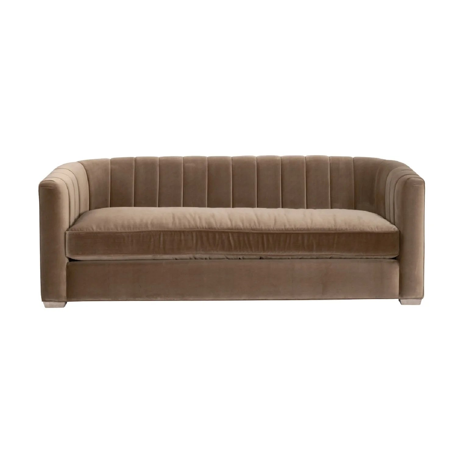 Luxury Brown Velvet Channeled Sofa Modern Italian Style for Villa