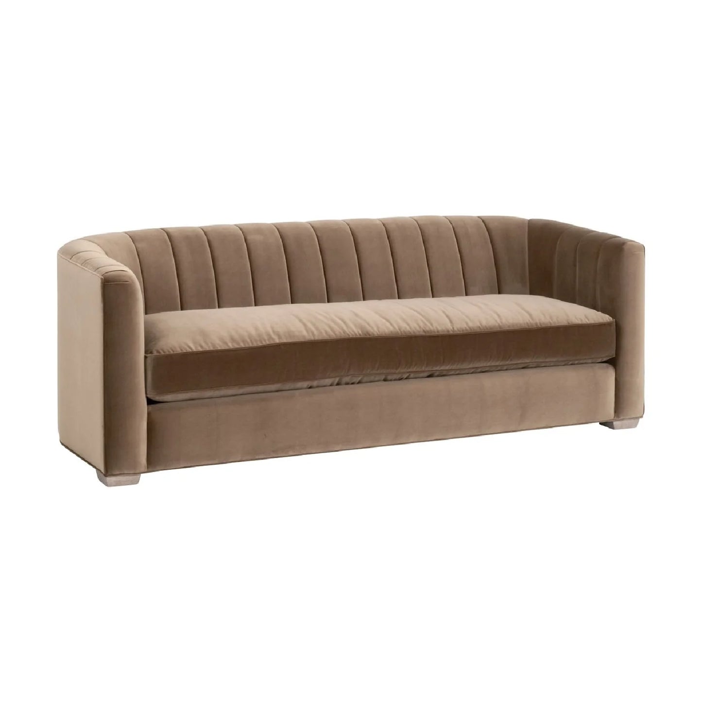 Luxury Brown Velvet Channeled Sofa Modern Italian Style for Villa