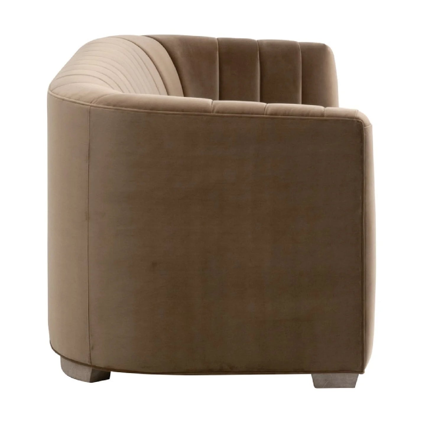 Luxury Brown Velvet Channeled Sofa Modern Italian Style for Villa