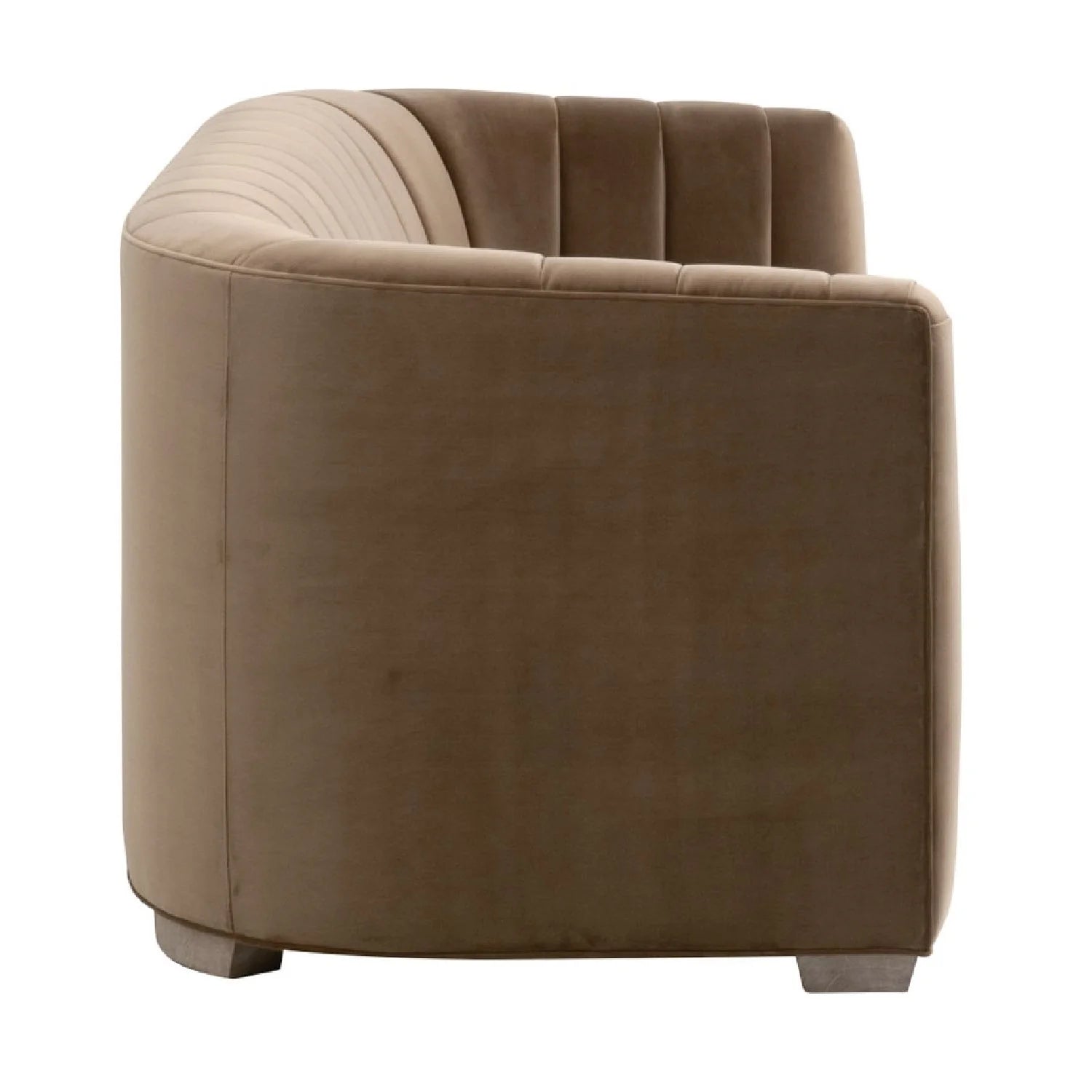 Luxury Brown Velvet Channeled Sofa Modern Italian Style for Villa