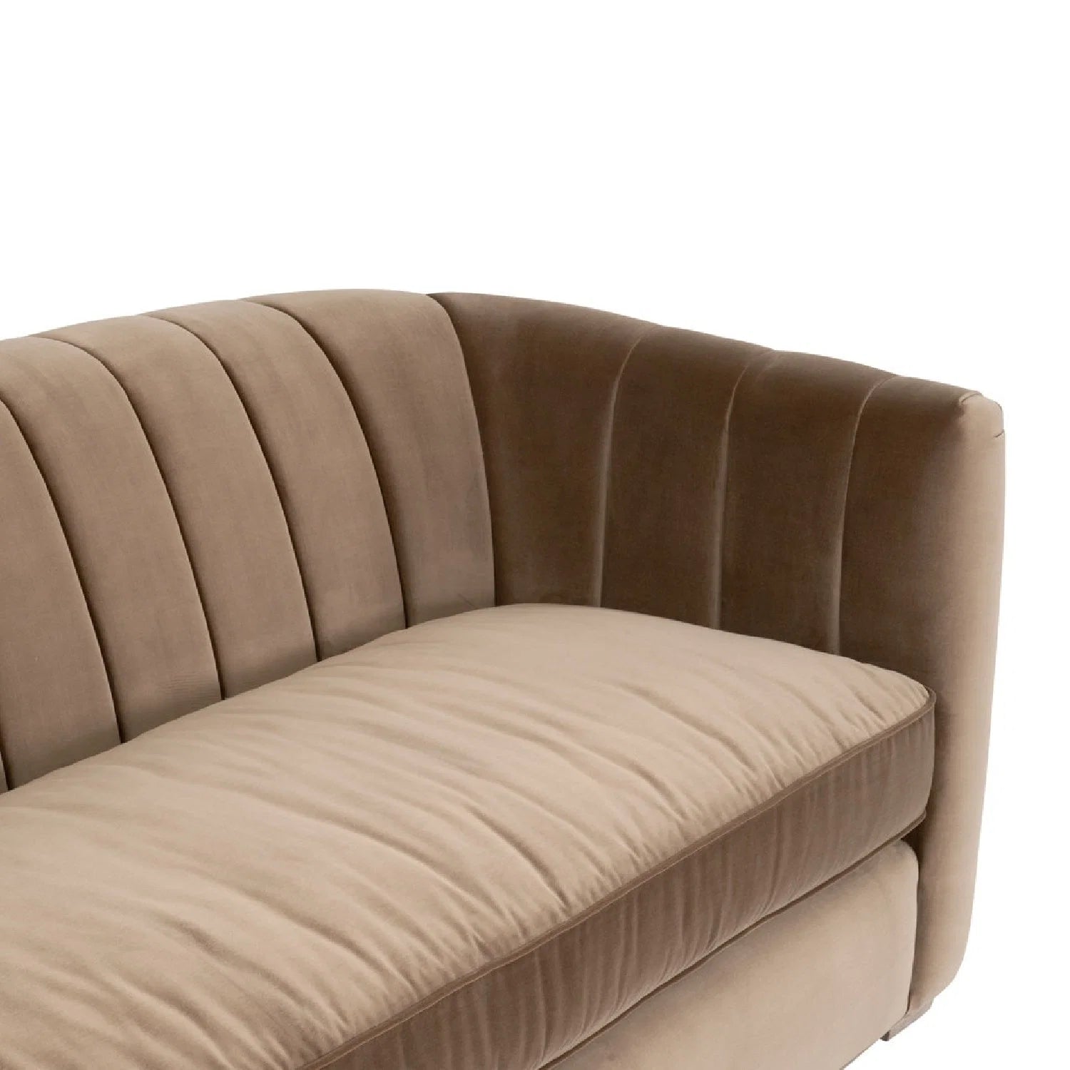 Luxury Brown Velvet Channeled Sofa Modern Italian Style for Villa
