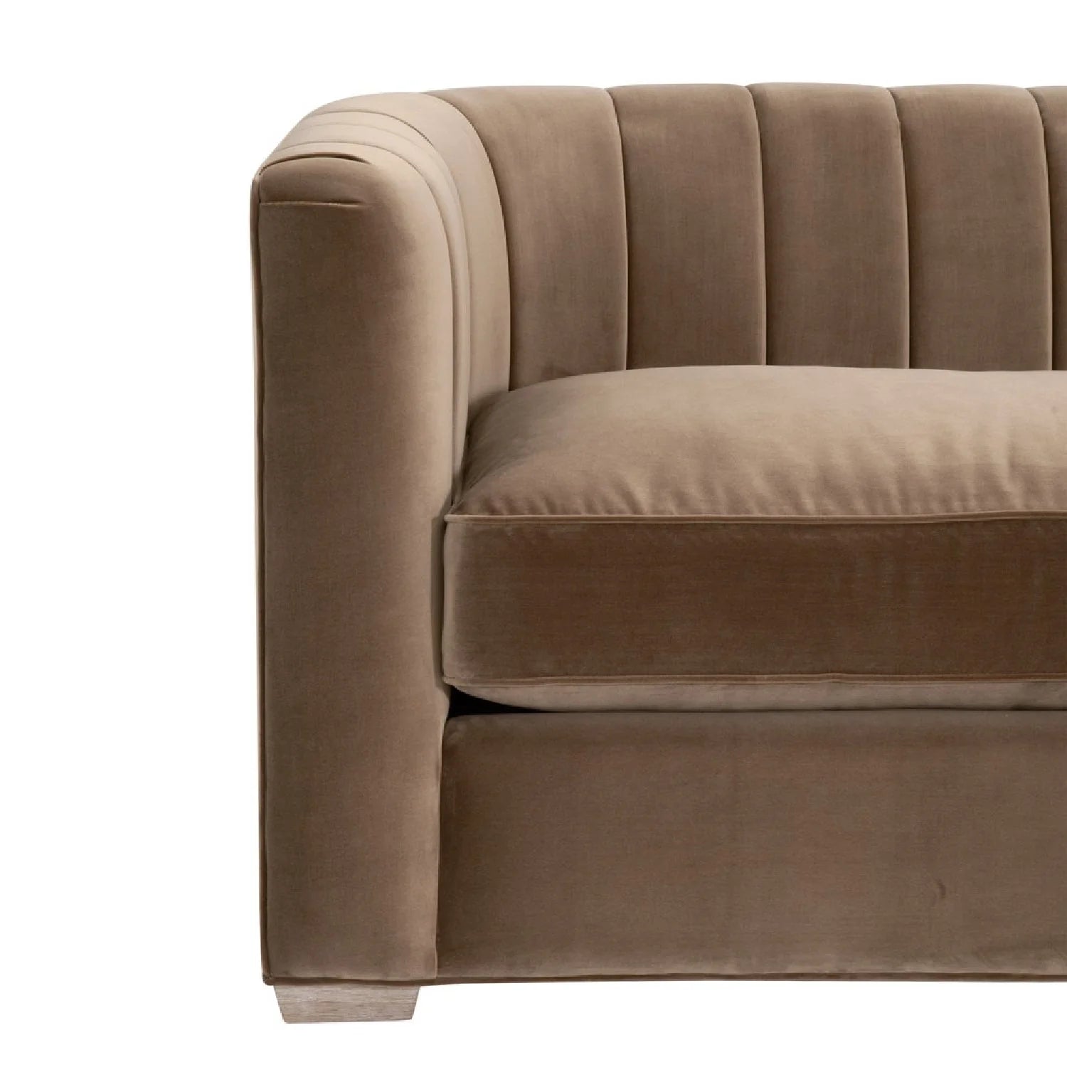 Luxury Brown Velvet Channeled Sofa Modern Italian Style for Villa