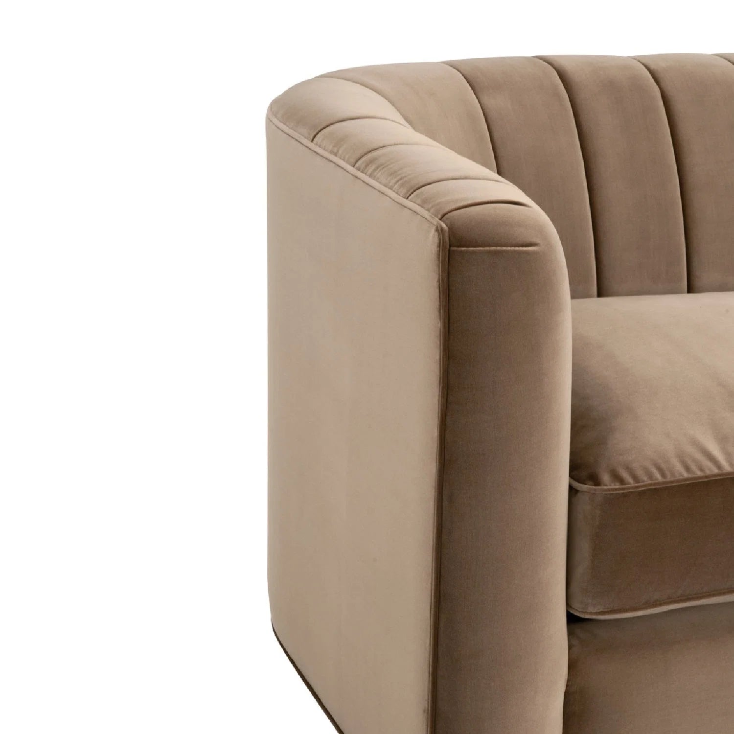 Luxury Brown Velvet Channeled Sofa Modern Italian Style for Villa
