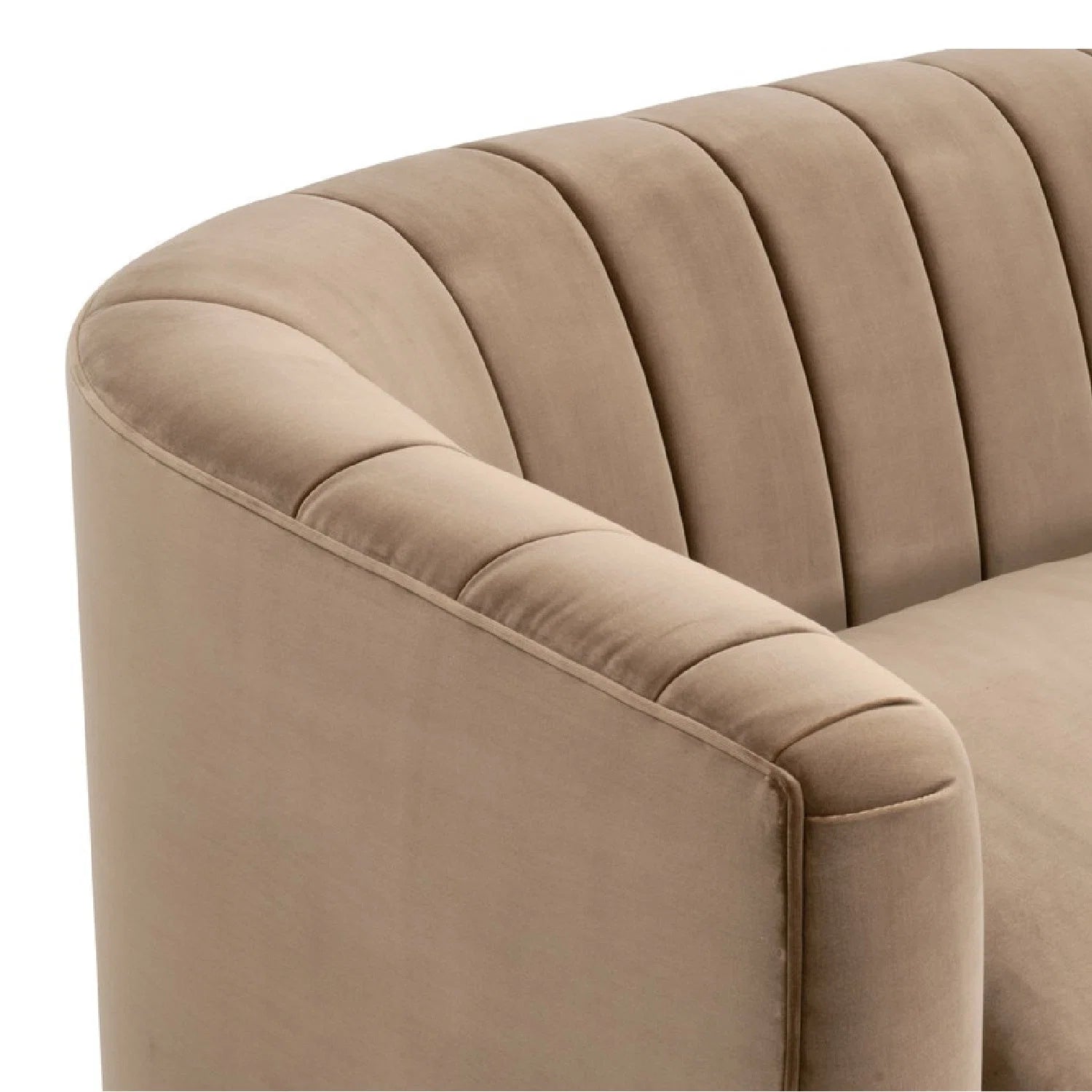 Luxury Brown Velvet Channeled Sofa Modern Italian Style for Villa