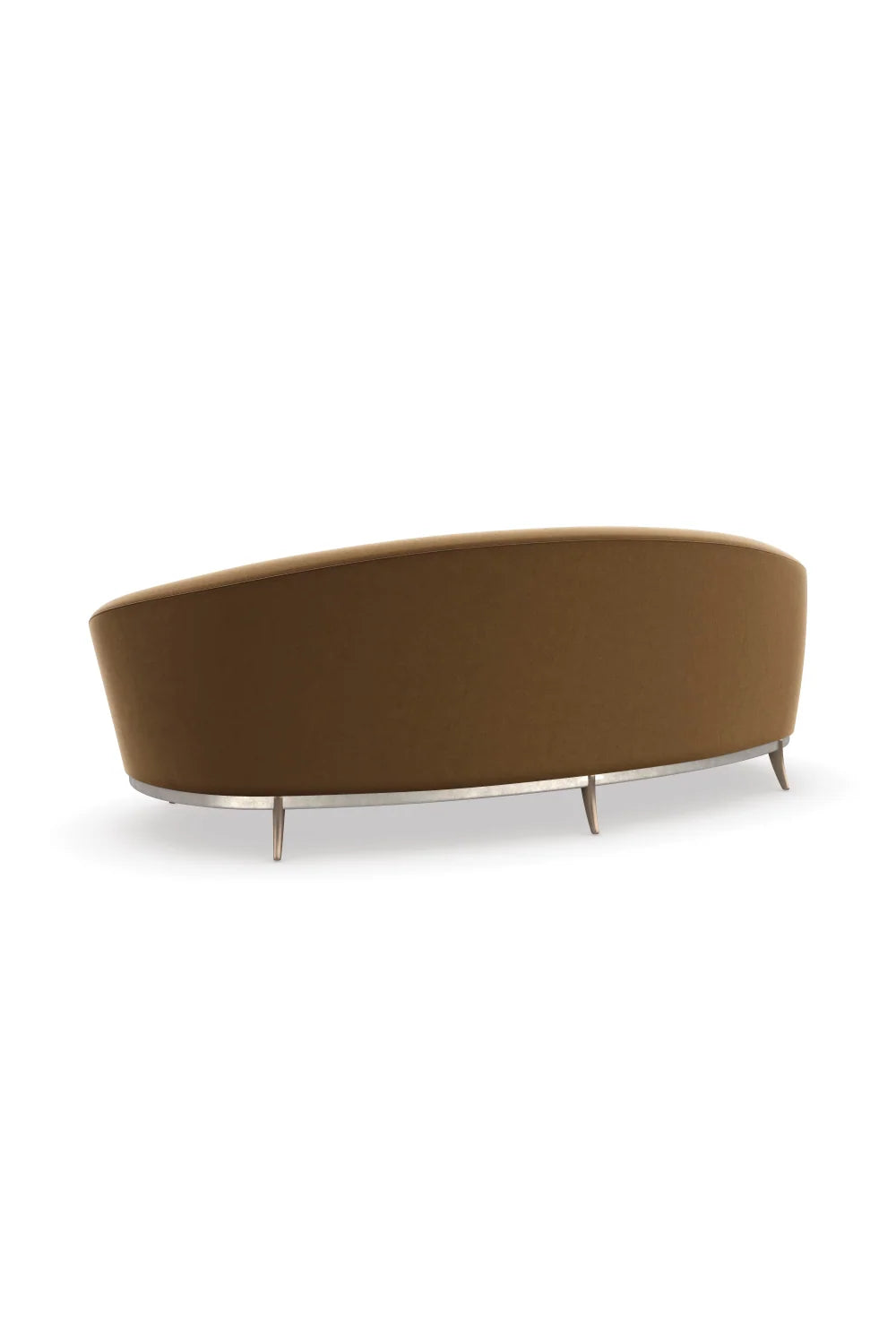 Luxury Brown Velvet Curved Four Seater Sofa Modern Italian Style for Villa