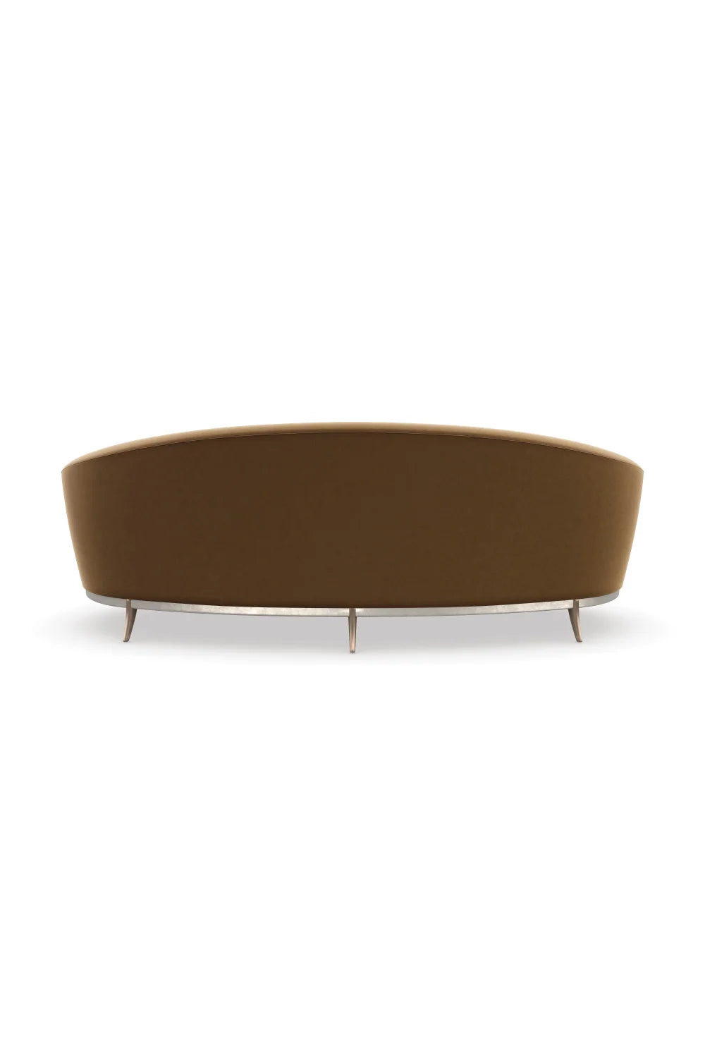 Luxury Brown Velvet Curved Four Seater Sofa Modern Italian Style for Villa