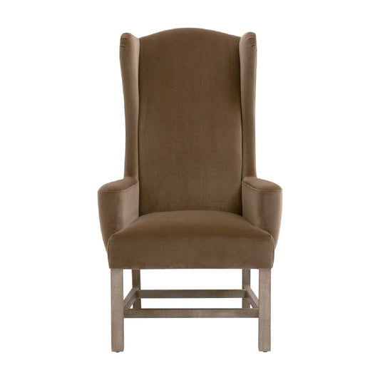 Luxury Brown Velvet High Back Accent Chair Modern Italian Style for Villa