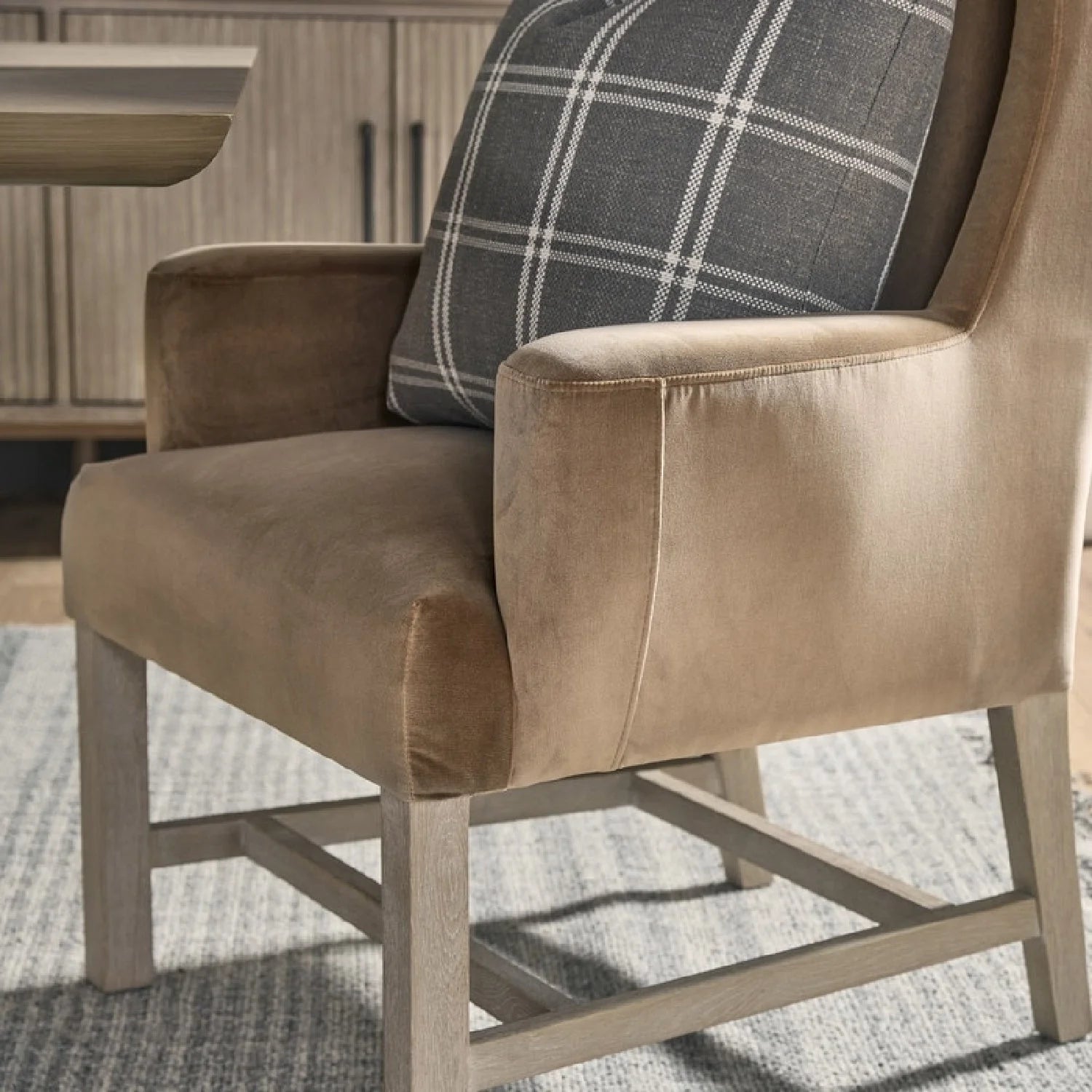 Luxury Brown Velvet High Back Accent Chair Modern Italian Style for Villa