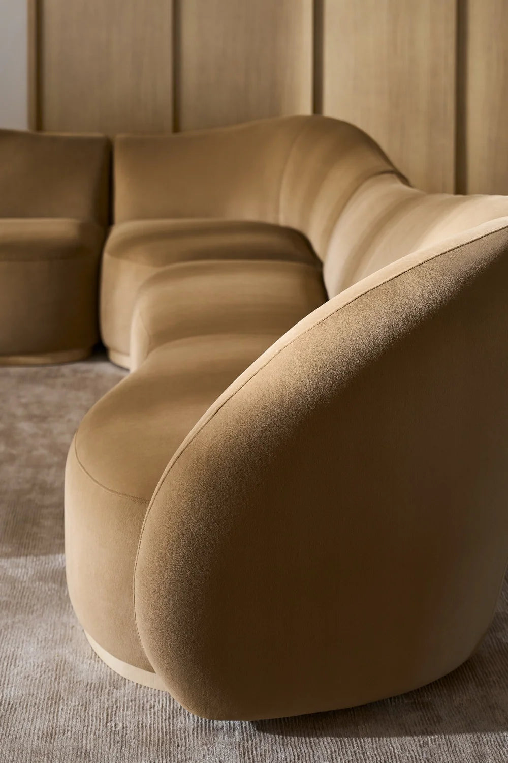 Luxury Brown Velvet Wedge Sofa Modern Italian Style for Villa